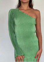 Soiree One Shoulder Long Sleeve Mini Gown - Green | L'IDÈE L'idèe