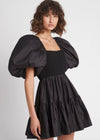 Casa Puff Sleeve Mini Knit Dress- Black  | AJE Aje