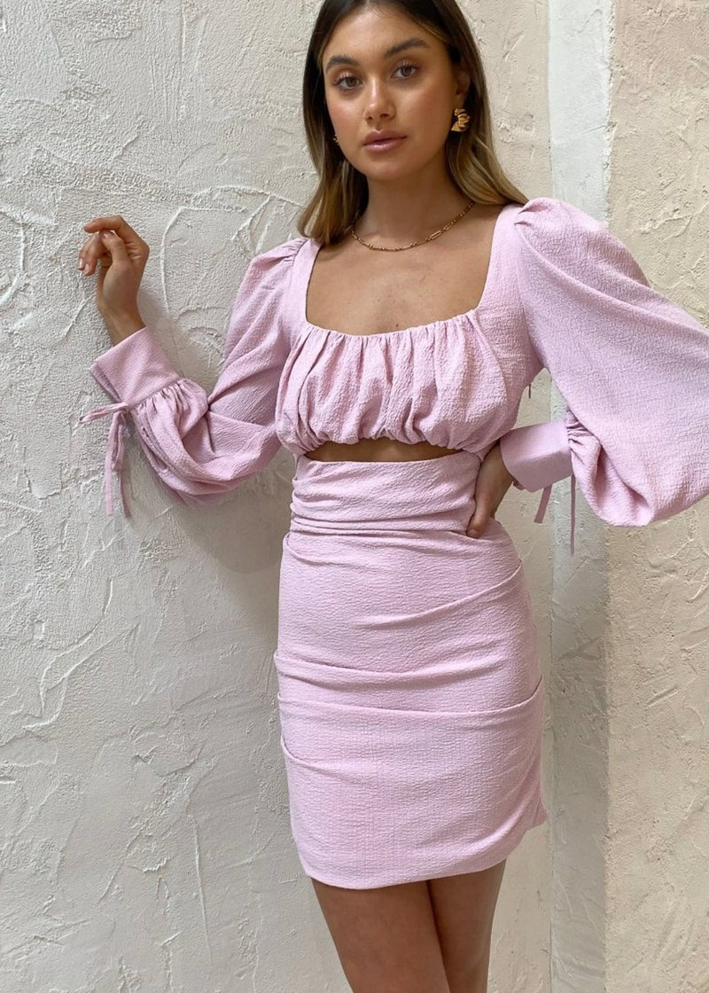Romantica Long Sleeve Mini Dress - Floss Pink | BY NICOLA By Nicola