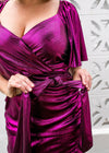 Viva Metallic Knit Ruched Midi Dress - Hot Pink | NOVELLA