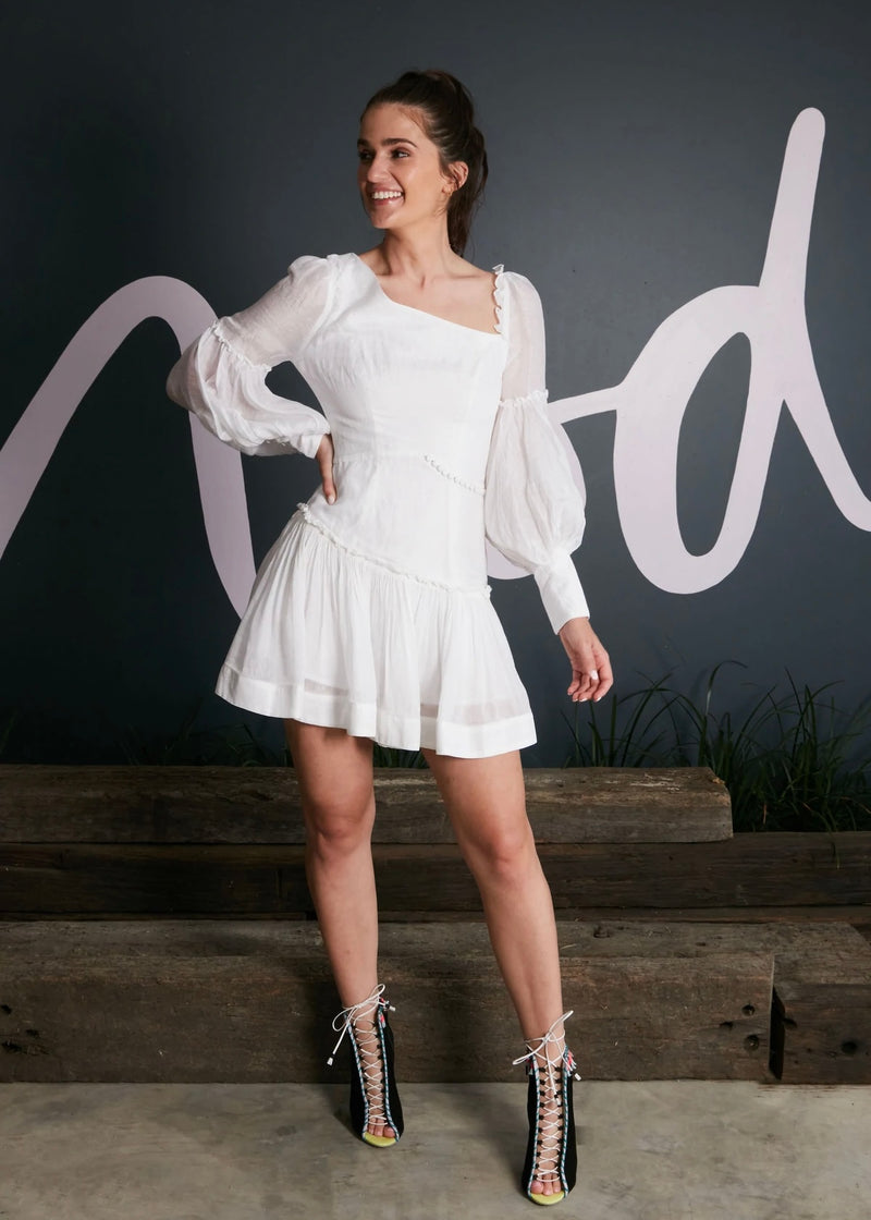 Cutout Mini Dress - Winter White | MACKENZIE MODE Mackenzie Mode