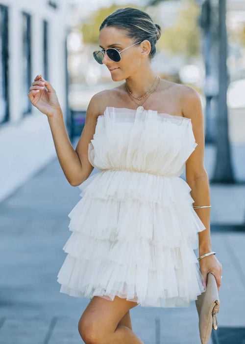 Keely Tulle Ruffle Dress | OUT WITH AUDREY